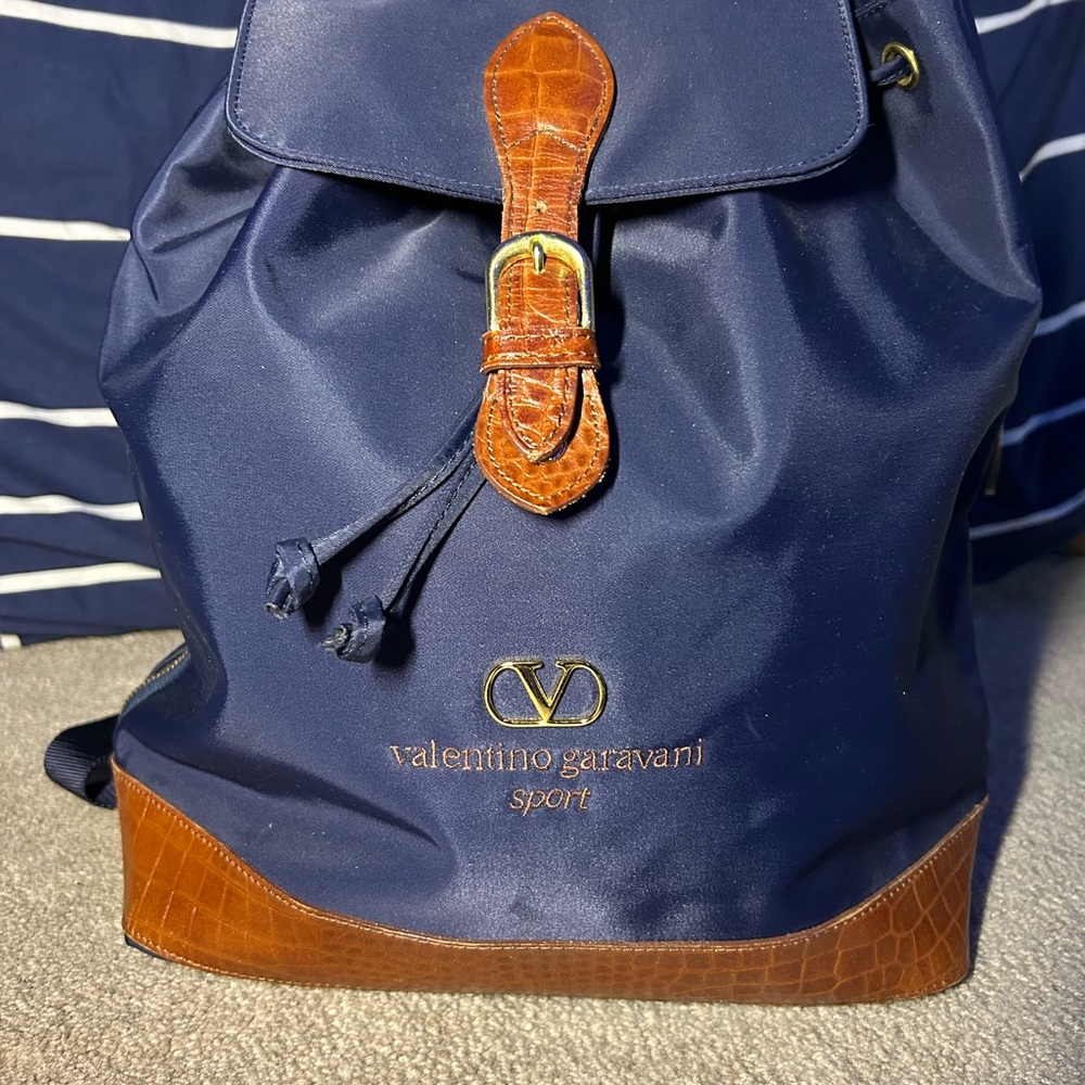 Valentino Garavani Sport Navy and Brown Womans Backpack